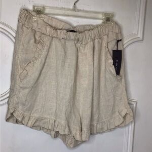 Linen Ruffle Hem Romantic Shorts Size L